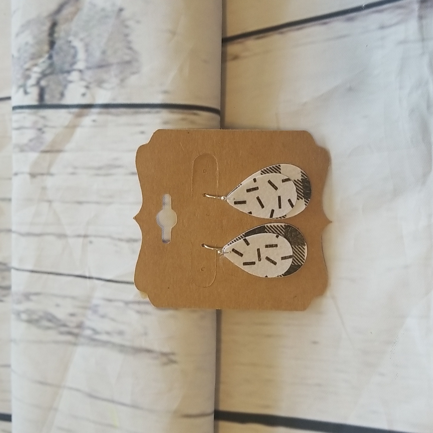 274 Faux Leather Earrings Black White